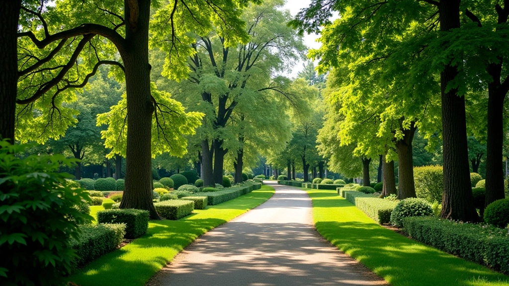 Průhonický park s různorodými druhy stromů a procházkou