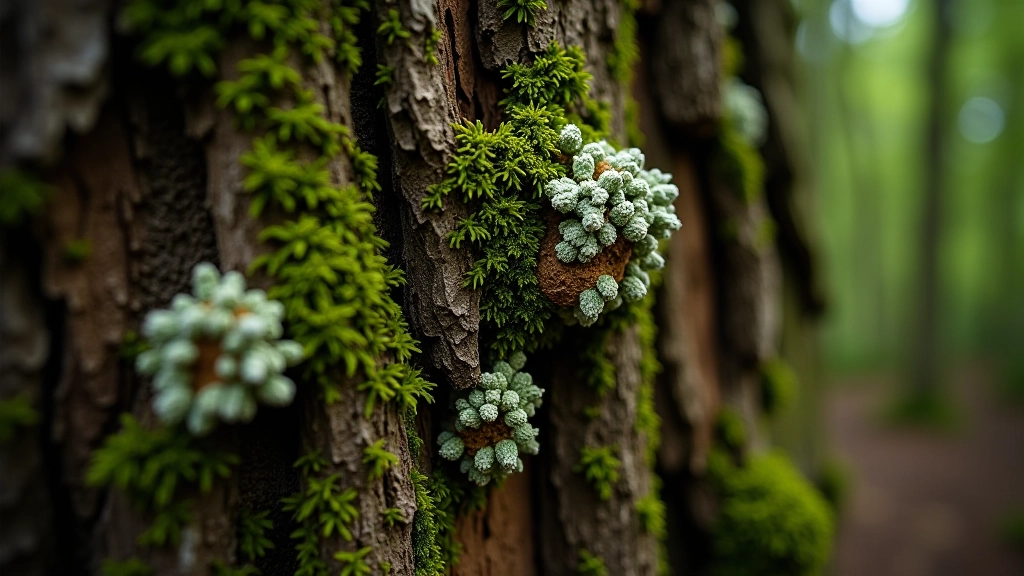 Detail starého stromu s kůrou a mechyma, Průhonický park
